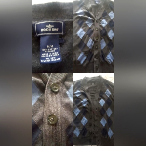Dockers Other - DOCKERS MENS BUTTON UP CARDIGAN. DARK GRAY AND BLUE. MENS SIZE MEDIUM.